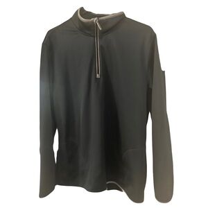 Van Heusen Traveler Sweatshirt Mock Neck Blue Solid Long Sleeve Pullover 1/4 Zip